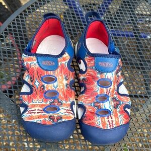 Keen Blue and Red Water Shoes with Adjustable Straps